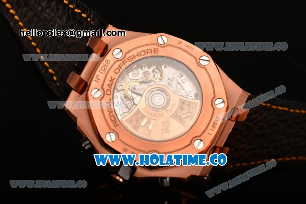 Audemars Piguet Royal Oak Offshore 2014 New Chrono Clone AP Calibre 3126 Automatic Rose Gold Case with Arabic Numeral Markers Rose Gold Dial and Black Leather Strap (J12) - Click Image to Close